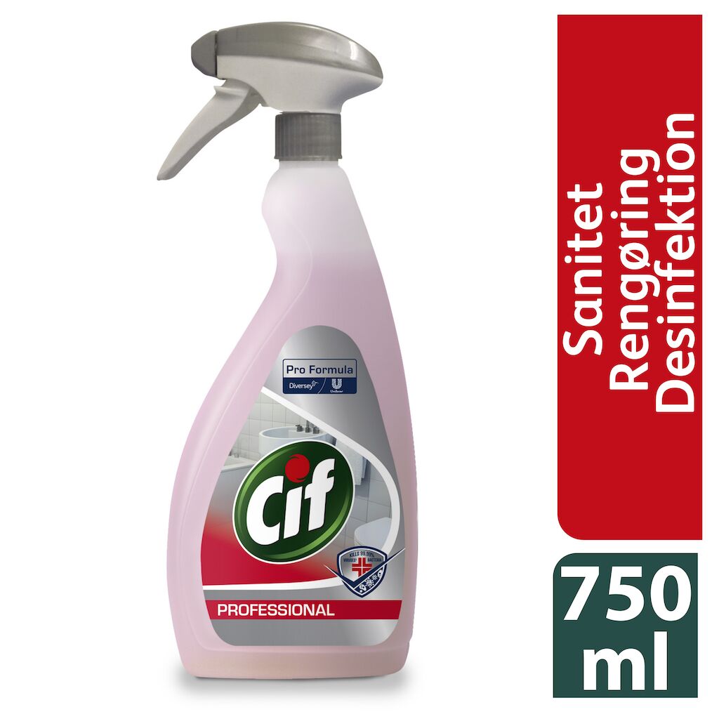 Cif Pro Formula Sani 4 in 1 Plus 6x0.75L - Rengør, afkalker, desinficerer og fjerner lugt i sanitære områder
